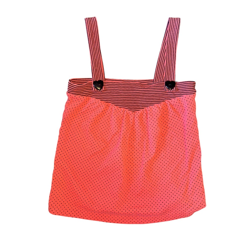 Sparkle & Fade Coral Heart Print Striped Tank Top Heart Buttons Small UB1099